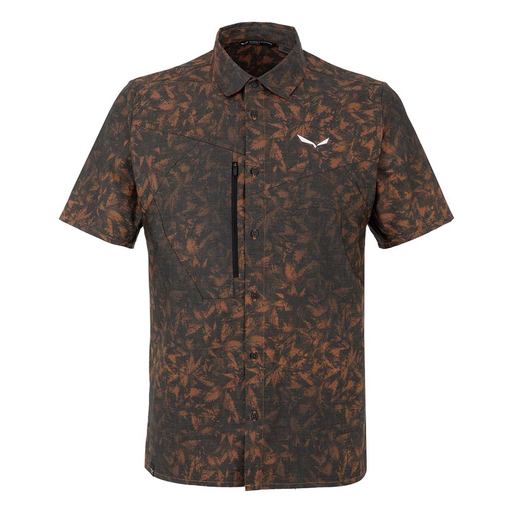 Salewa Puez Hemp Printed Short Sleeve Orange Men Shirts