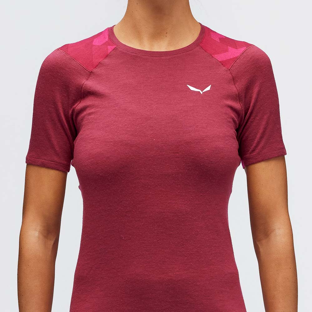 Salewa Cristallo Warm Alpine Merino Responsive Short Sleeve Violet/Red Women Baselayer