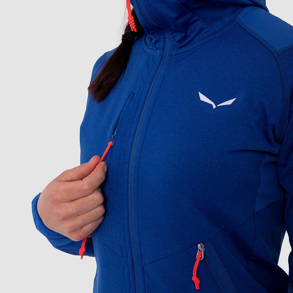 Salewa Agner Hybrid Polarlite Durastretch Blue Women Hooded Jacket