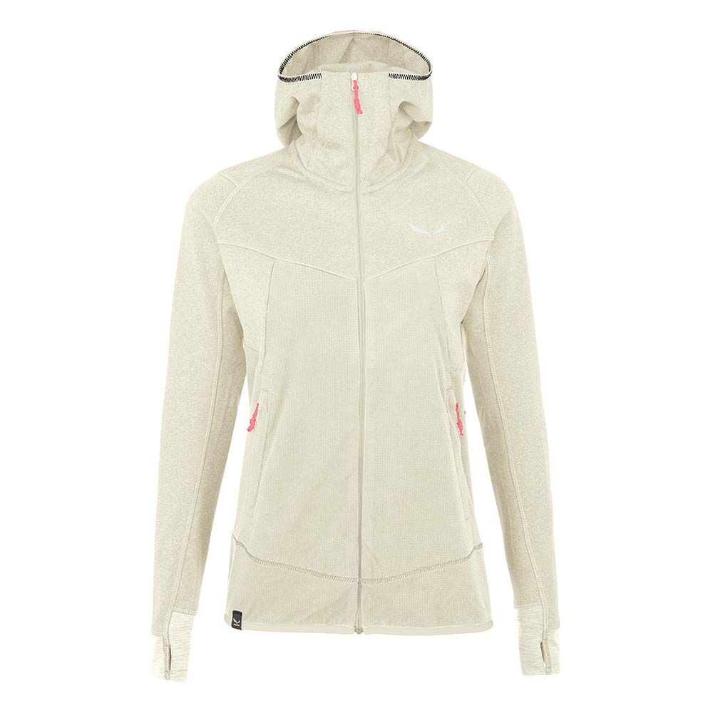 Salewa Puez Hybrid Polarlite Hooded Fleece Beige Women Tops
