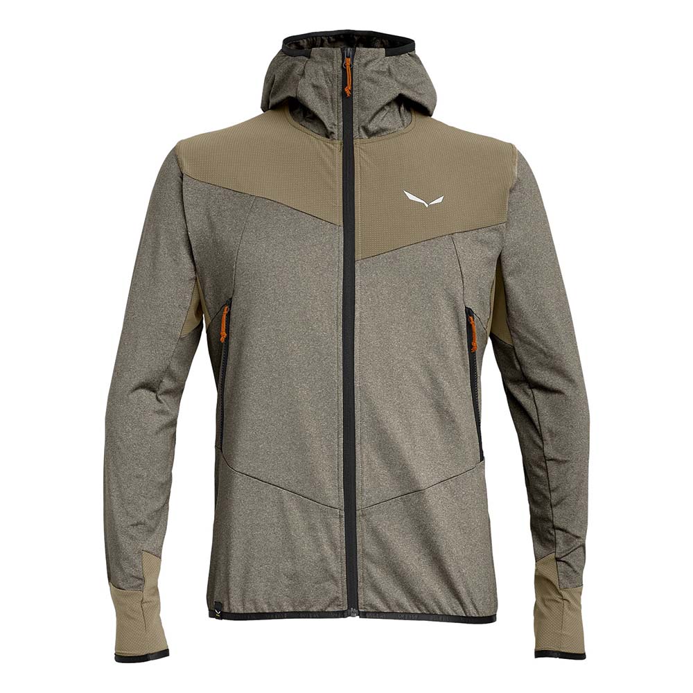 Salewa Agner Hybrid Polarlite Durastretch Brown Men Hooded Jacket