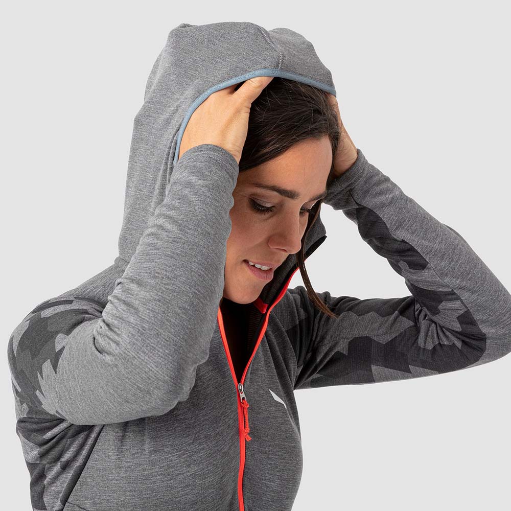 Salewa Boe Merino Hooded Half Zip Grey Women T-Shirts