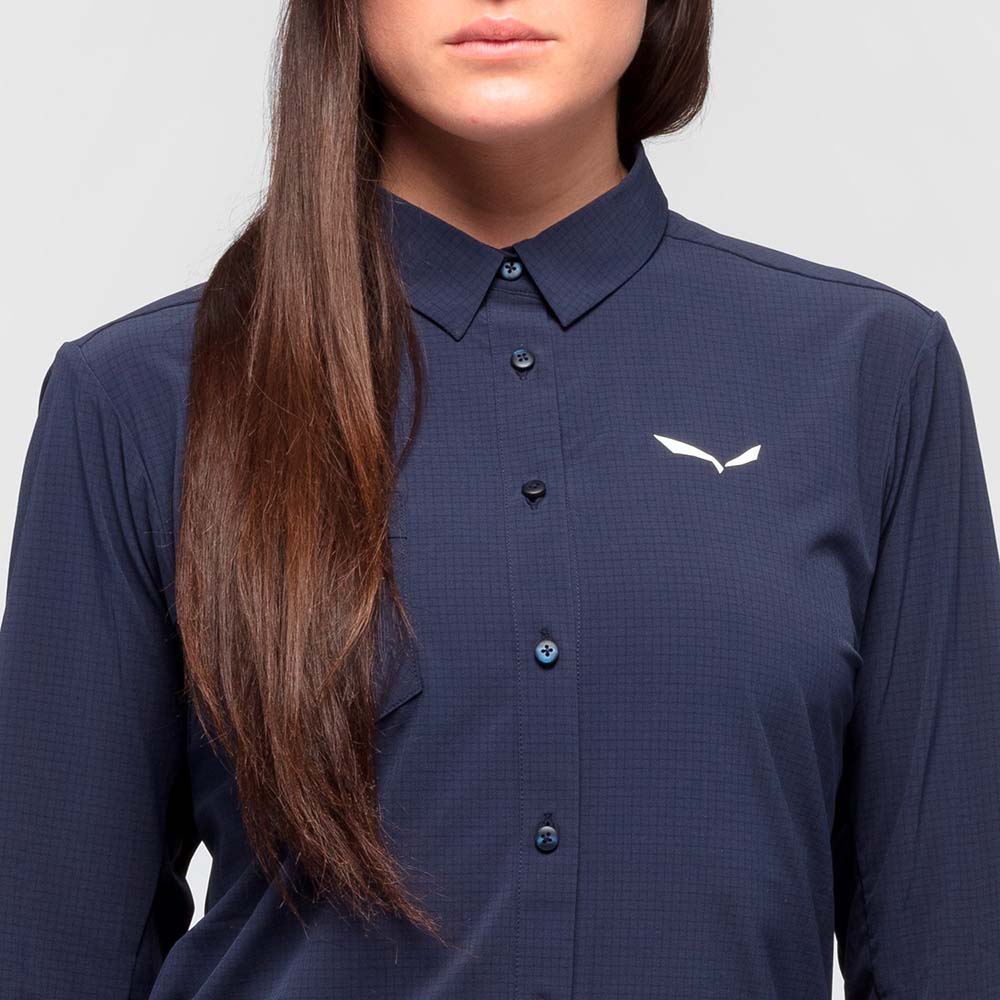 Salewa Puez Minicheck 2 Dry Navy Blue Women Shirts