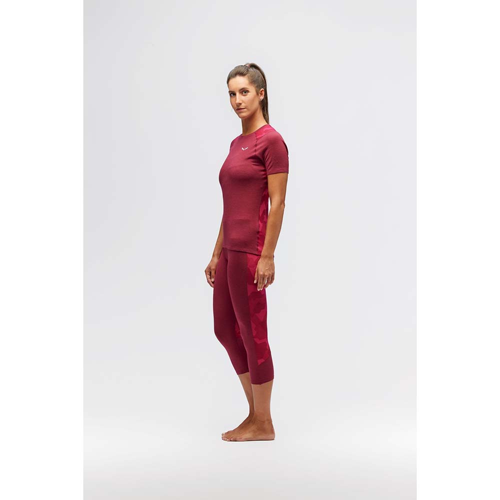 Salewa Cristallo Warm Alpine Merino Responsive Short Sleeve Violet/Red Women Baselayer