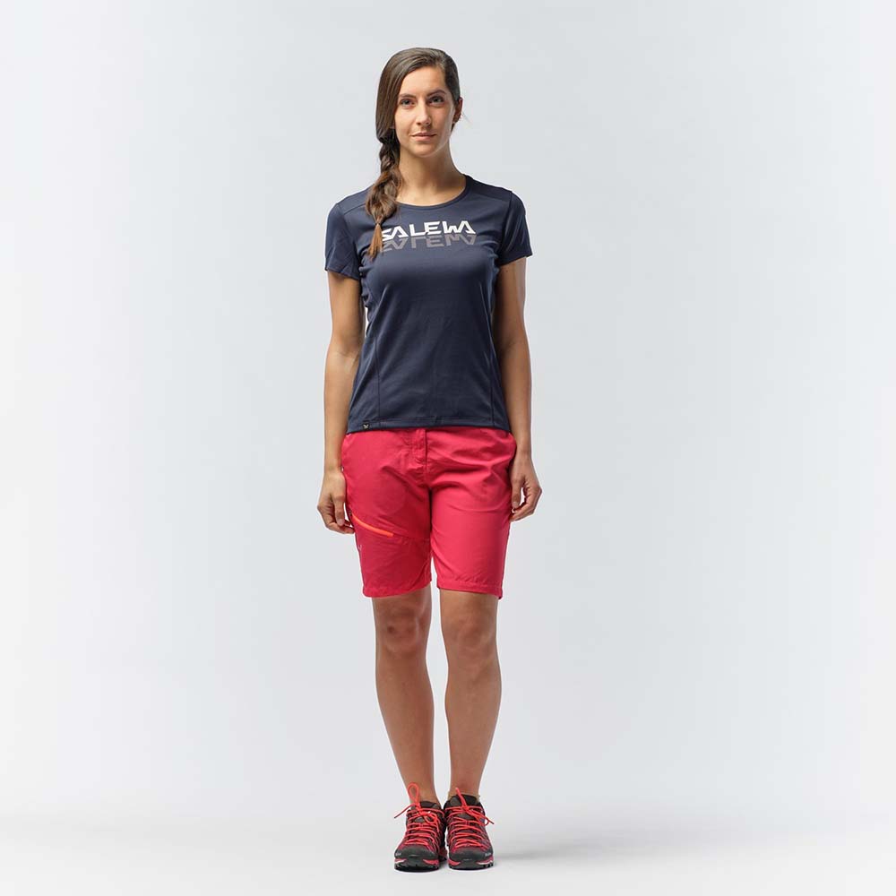 Salewa Sporty Graphic Dry Navy Blue Women T-Shirts