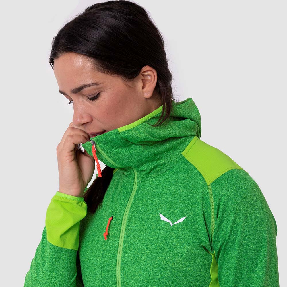 Salewa Agner Hybrid Polarlite Durastretch Green Women Hooded Jacket