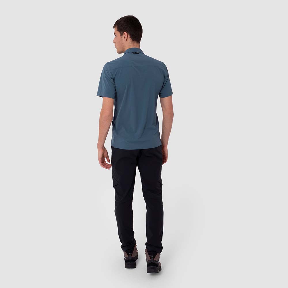 Salewa Puez Minicheck 2 Dry Short Sleeve Dark Blue Men Shirts