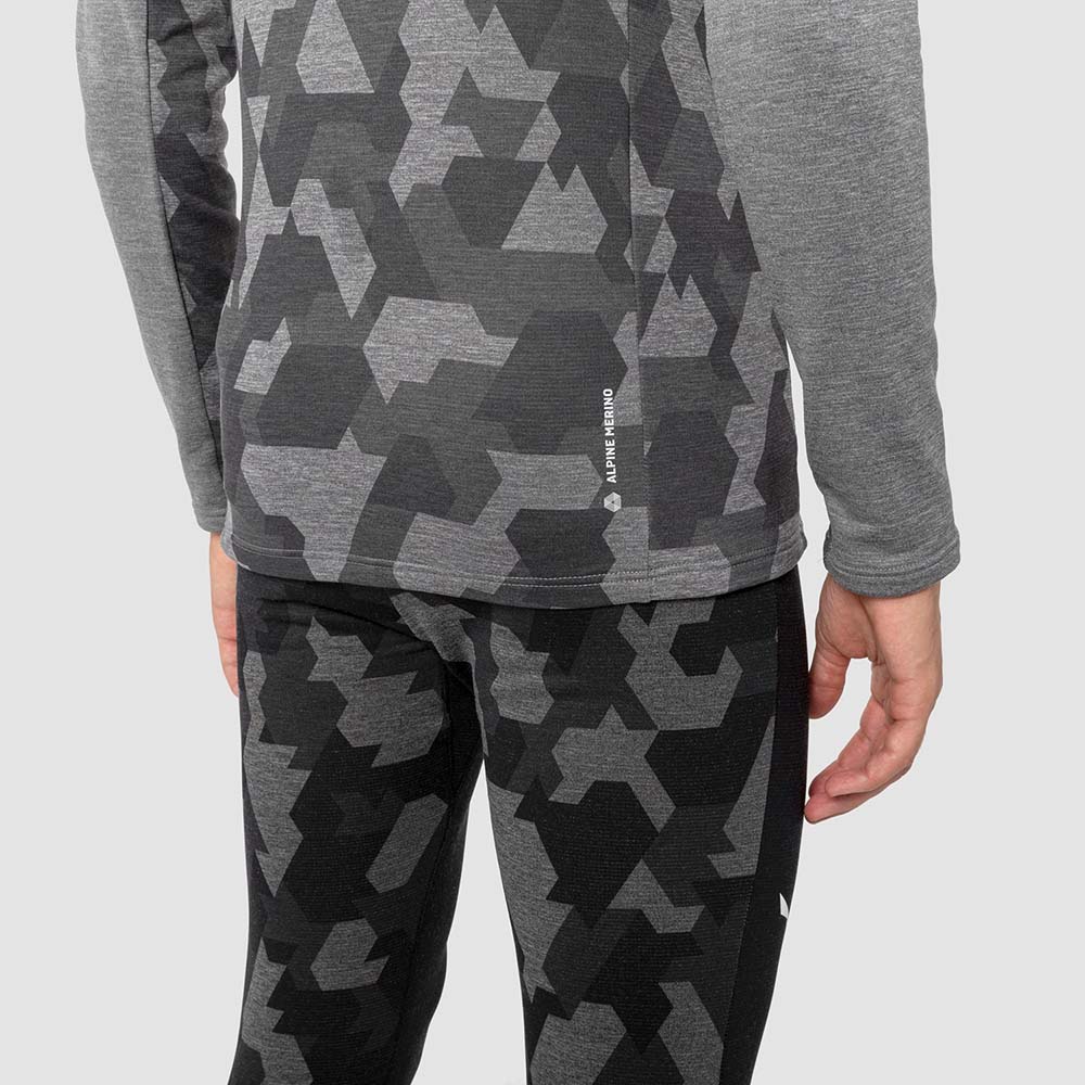 Salewa Boe Merino Hooded Half Zip Grey Men T-Shirts