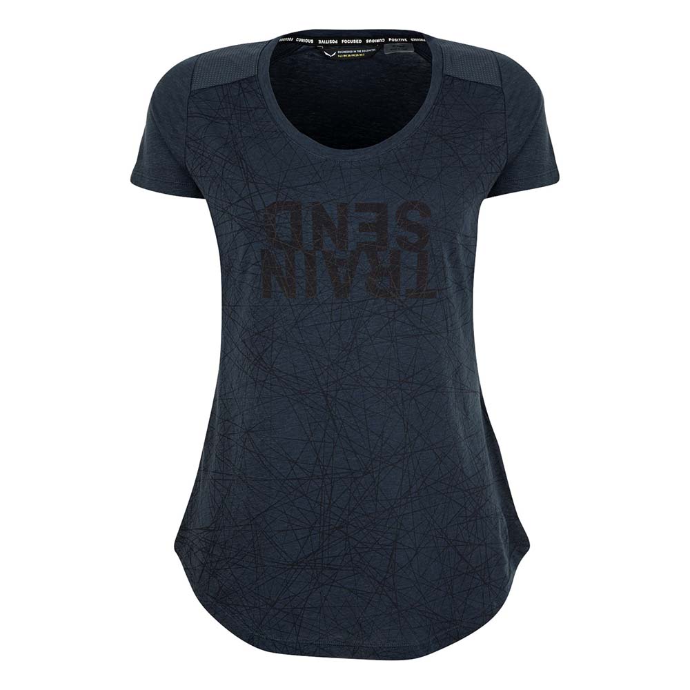 Salewa Alpine Hemp Print Navy Blue Women T-Shirts
