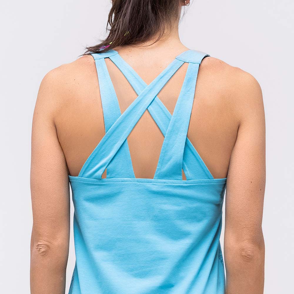 Salewa Alpine Hemp Print Maui Blue Women Tank Top