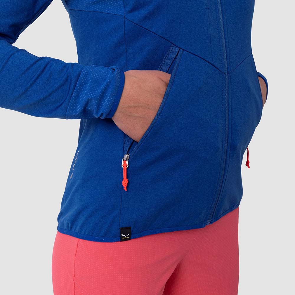 Salewa Agner Hybrid Polarlite Durastretch Blue Women Hooded Jacket