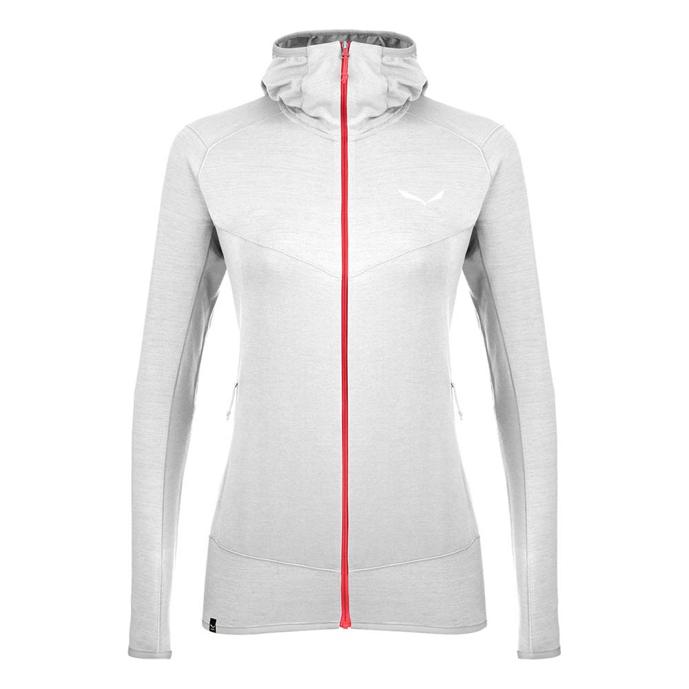 Salewa Light Micro Polarlite Full Zip White Women Hooded Jacket