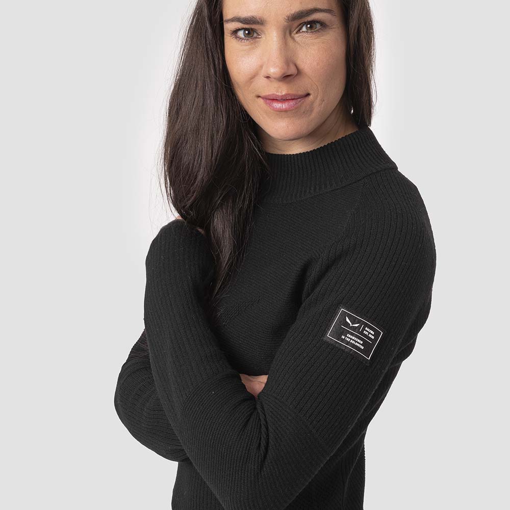 Salewa Fanes Engineered Merino Logo Black Women Pullover