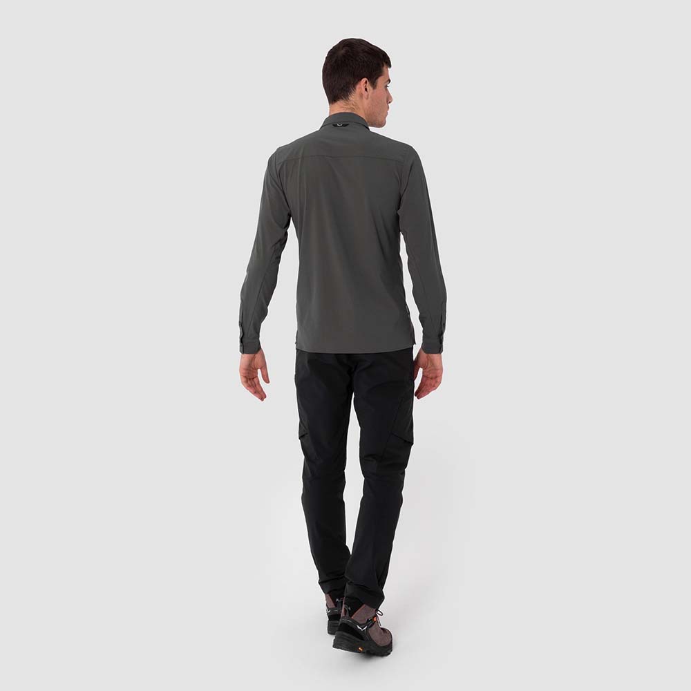 Salewa Puez Minicheck 2 Dry Long Sleeve Grey Men Shirts