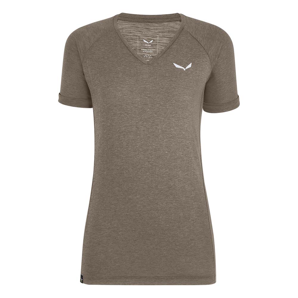 Salewa Puez Melange Dry V-Neck Brown Women T-Shirts