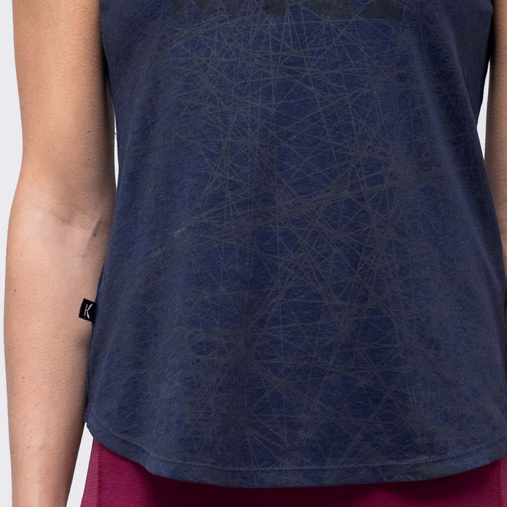 Salewa Alpine Hemp Print Navy Blue Women T-Shirts