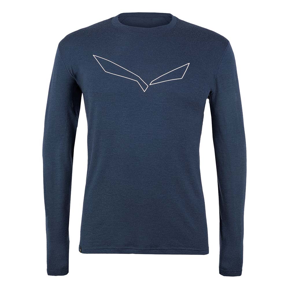 Salewa Pure Logo Alpine Merino Responsive Long Sleeve Navy Blue Men T-Shirts