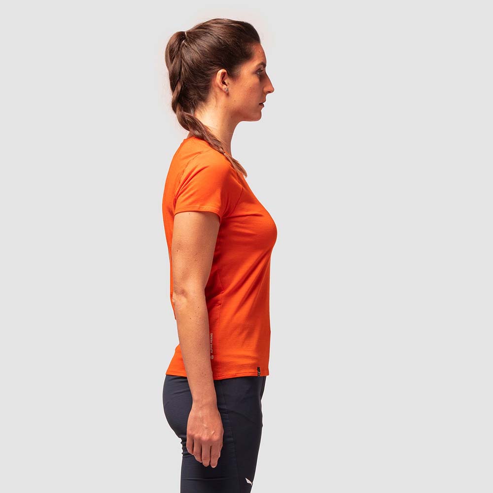Salewa Agner Merino Red Orange Women T-Shirts