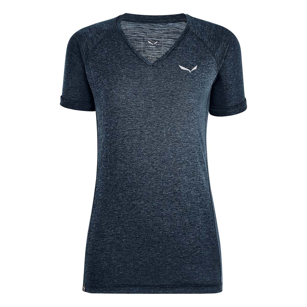 Salewa Puez Melange Dry V-Neck Navy Blue Women T-Shirts