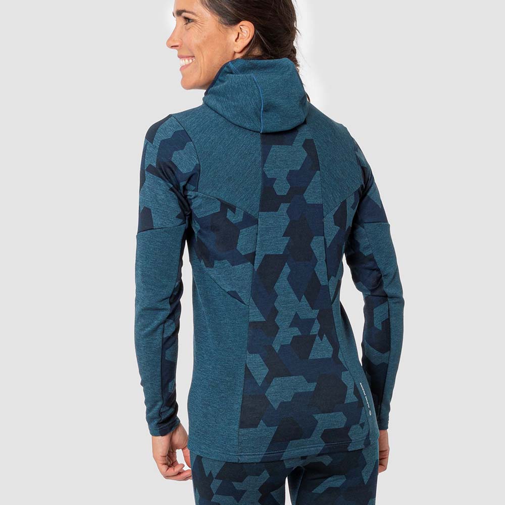 Salewa Boe Merino Hooded Half Zip Navy Blue Women T-Shirts