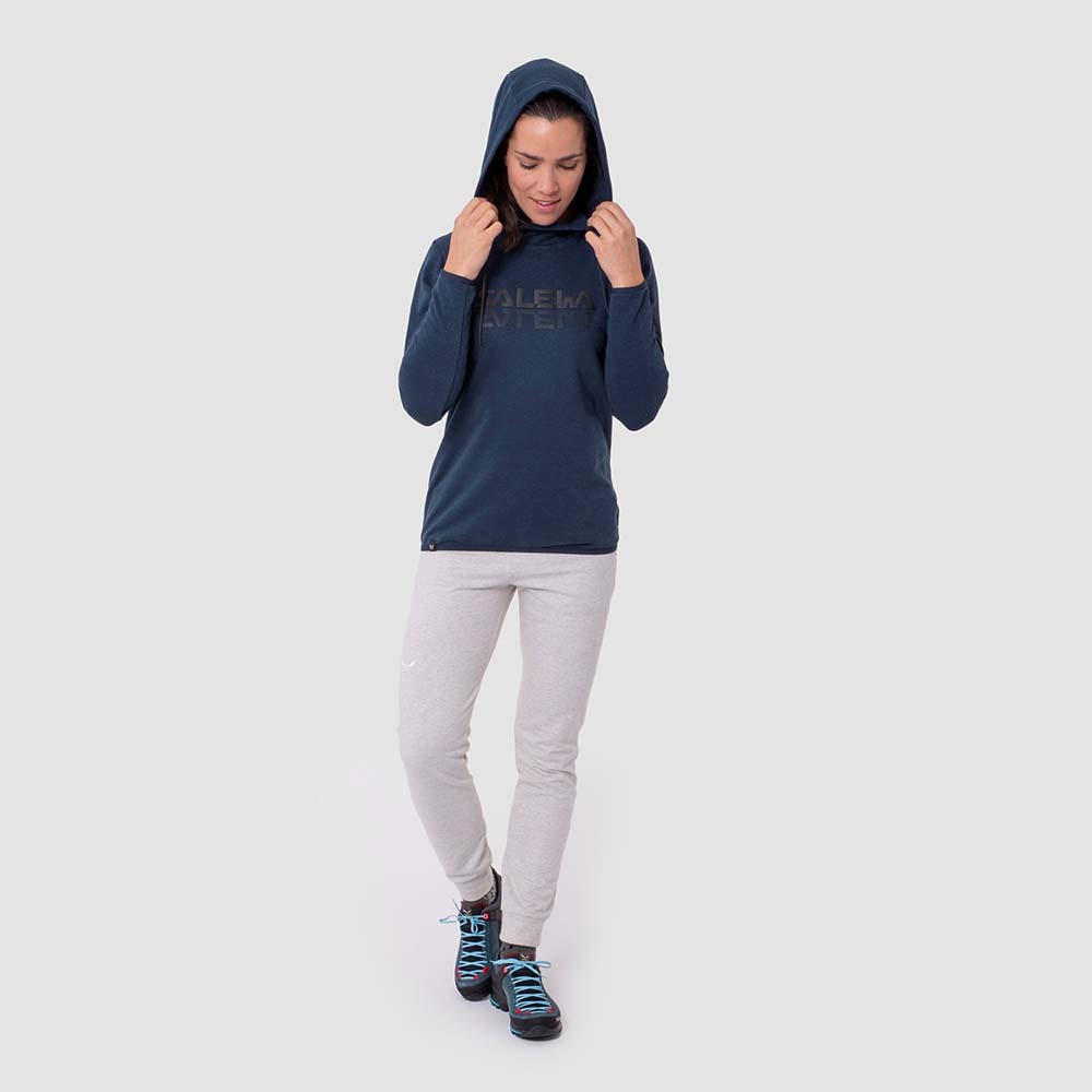 Salewa Pure Hemp Logo Navy Blue Women Hoodies