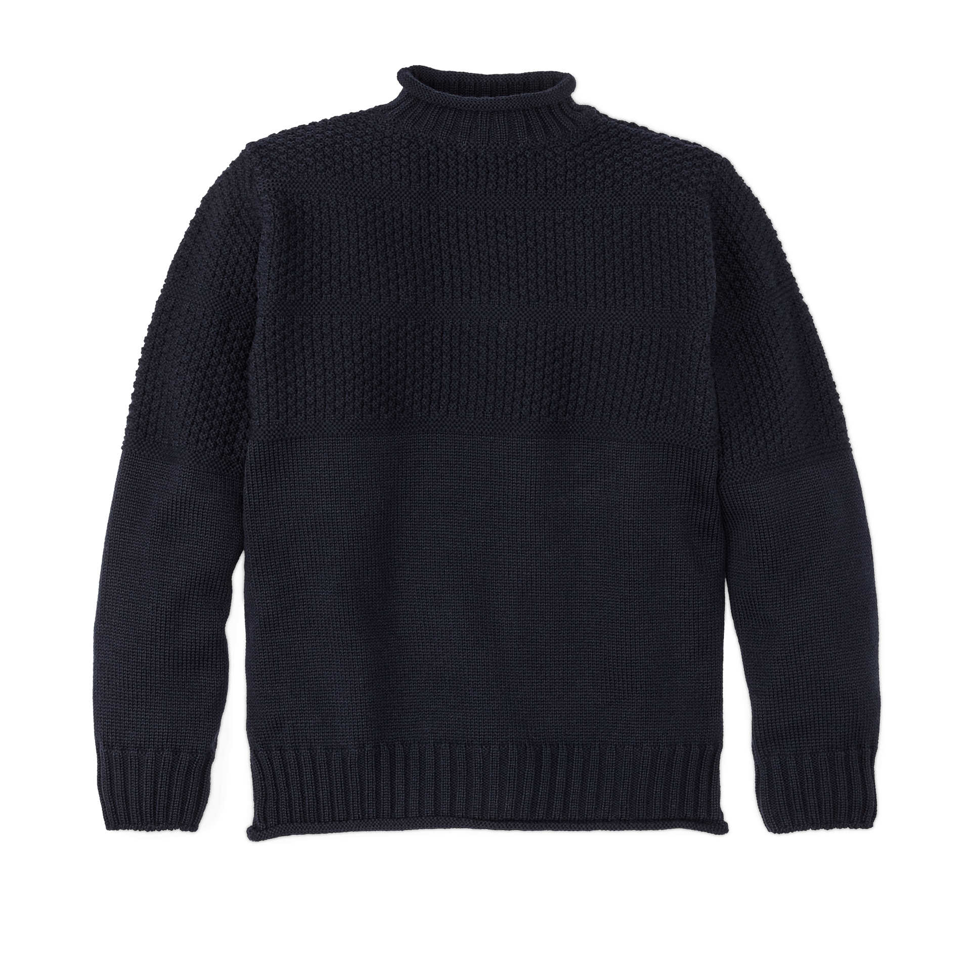Wool Roll Neck Fisherman's Sweater