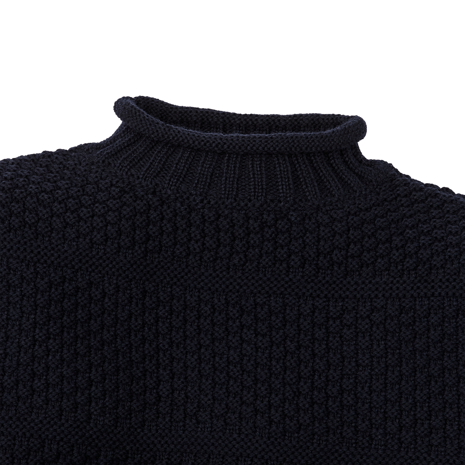 Wool Roll Neck Fisherman's Sweater