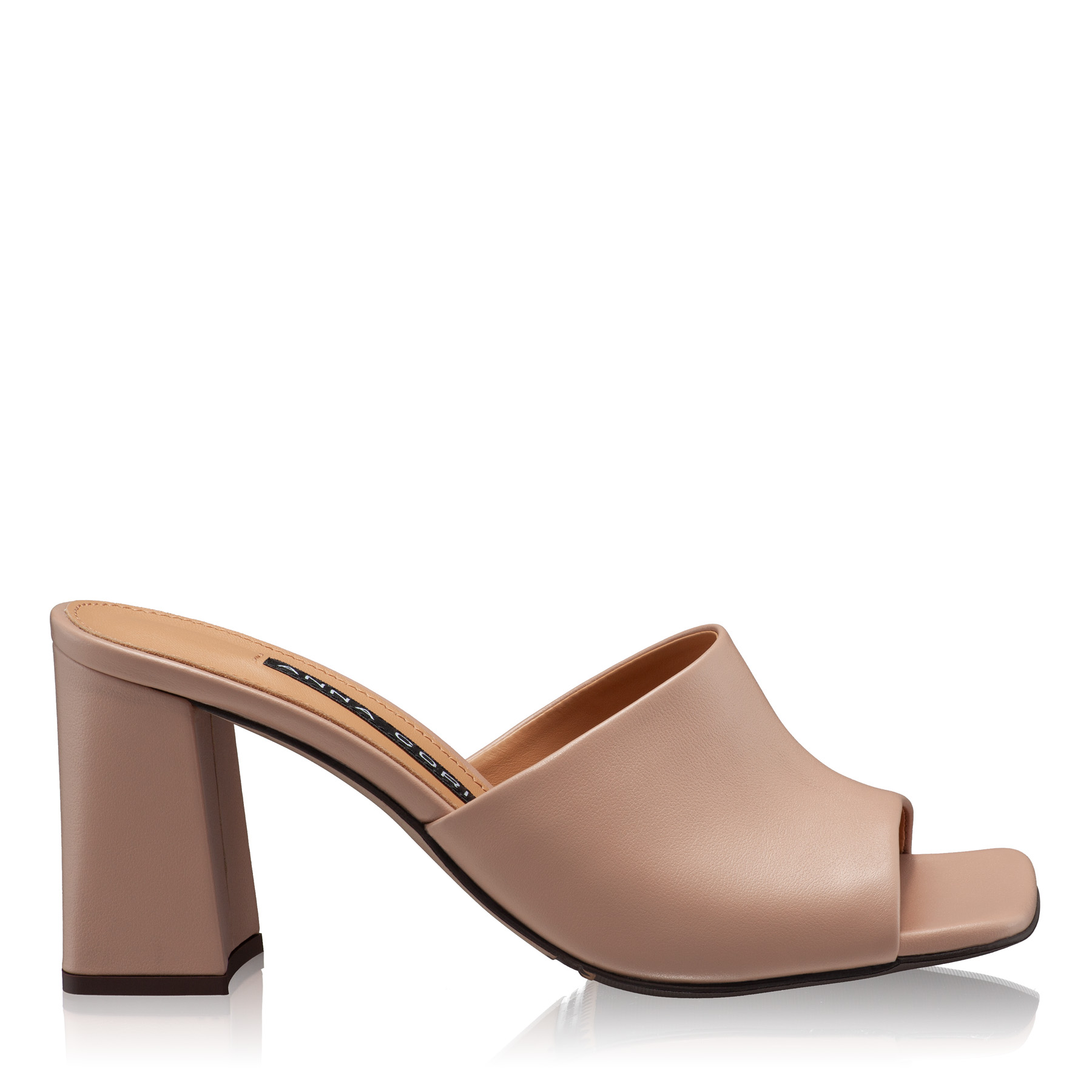 High-heel Leather Mules 7568 Vitello Nude