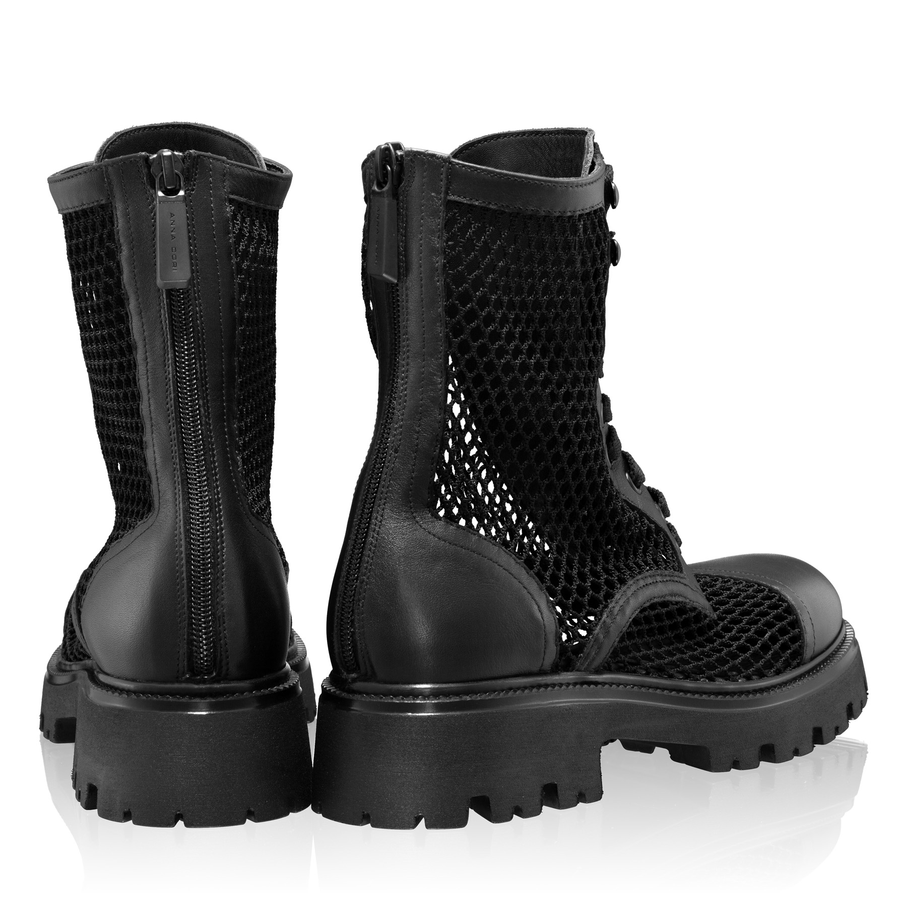 Women Leather Casual Boots 8118 Vitello+Mesh Black