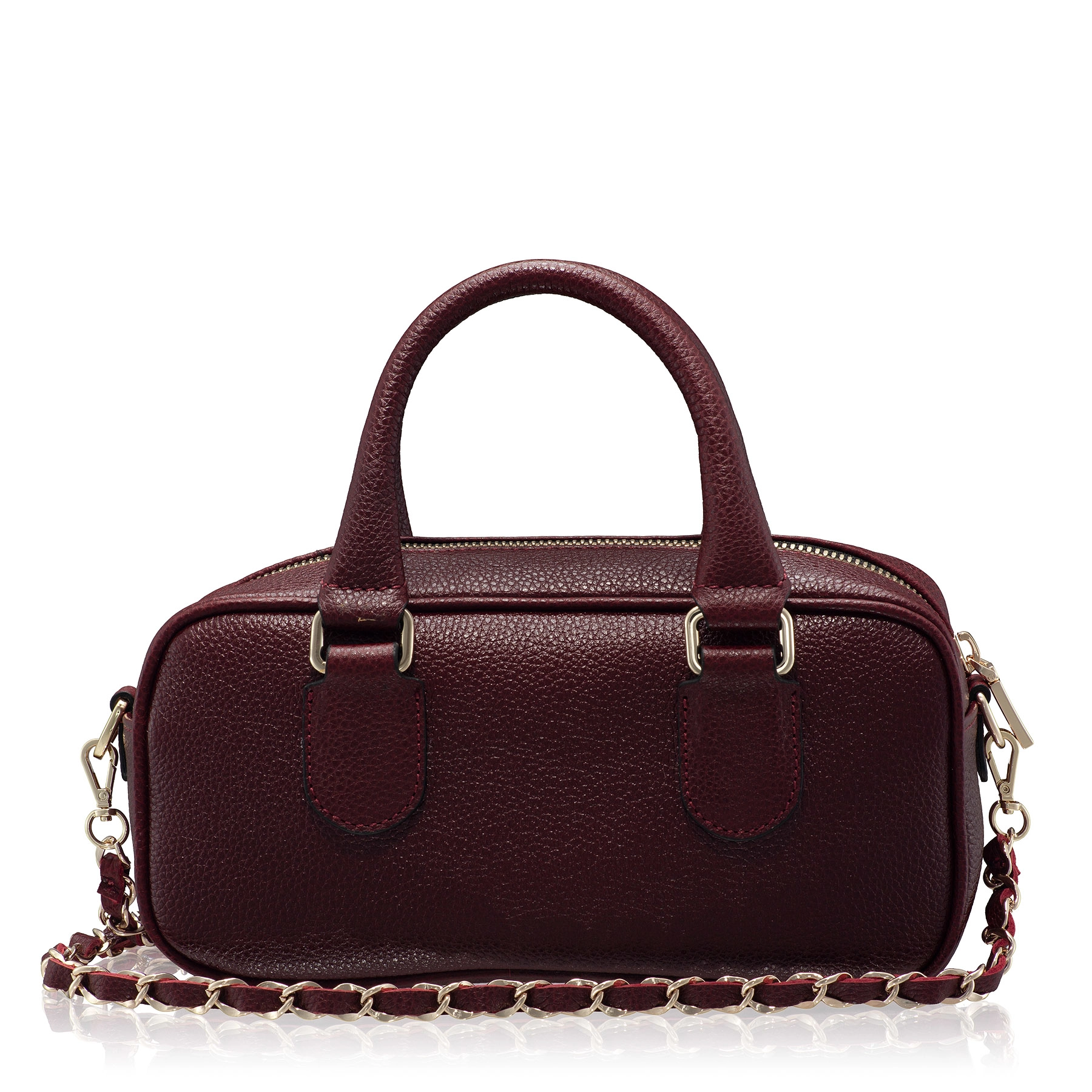 Women Leather Handbag TINY 01 BOTTALATO BORDO