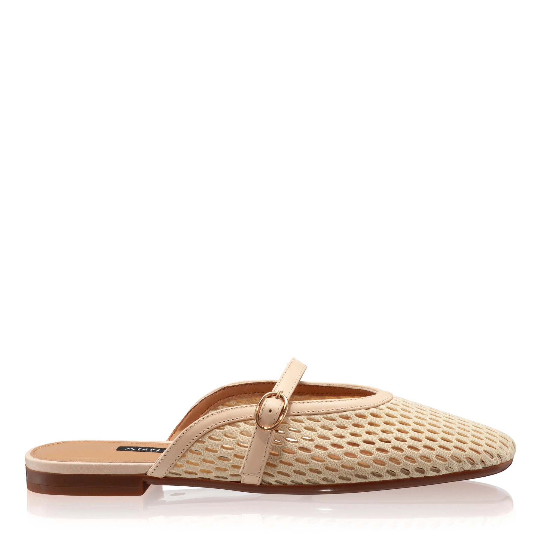 Women Leather Mules 8059 Rete+Vitello Beige
