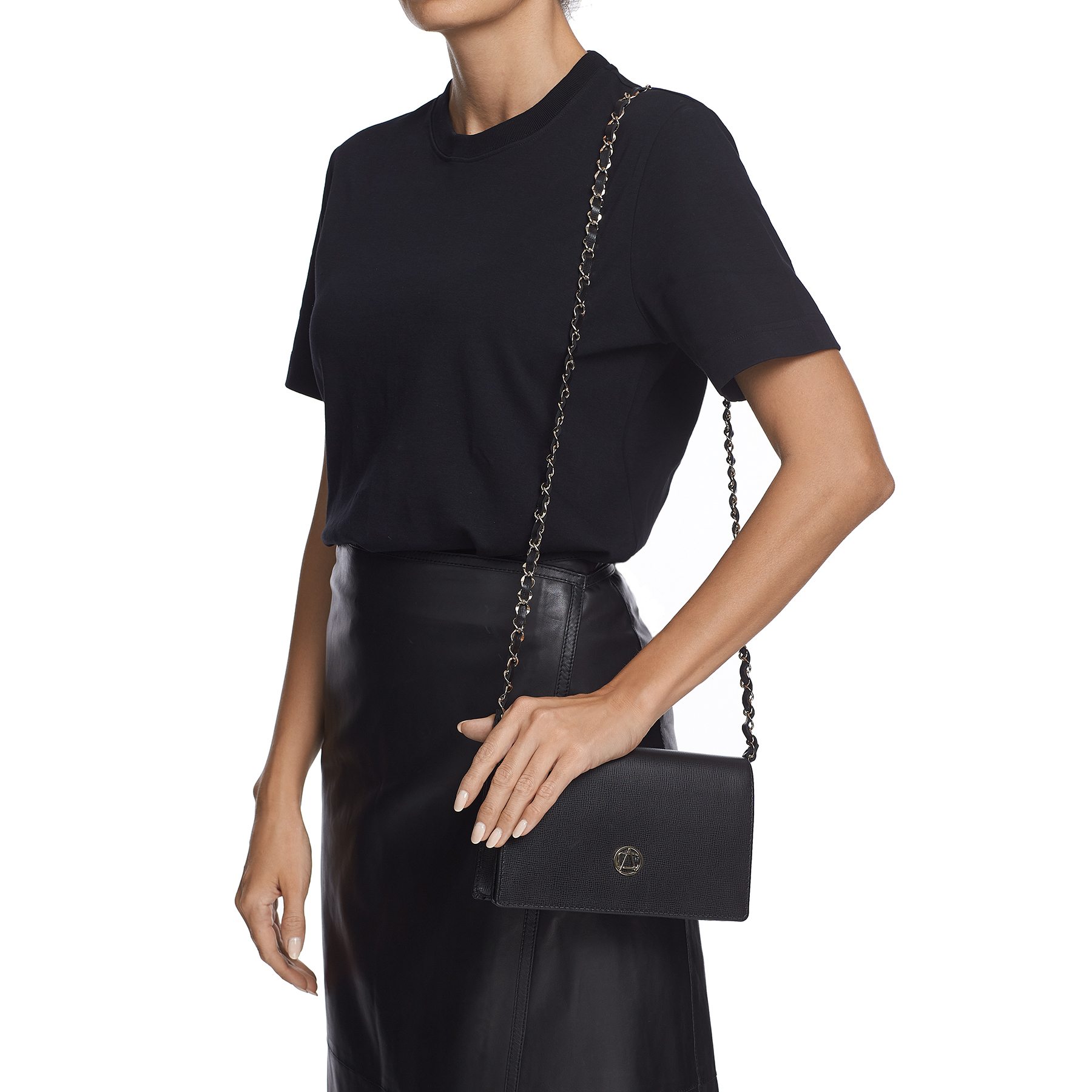 Women Leather clutch Bag ARNA 02 VITELLO STAMP BLACK
