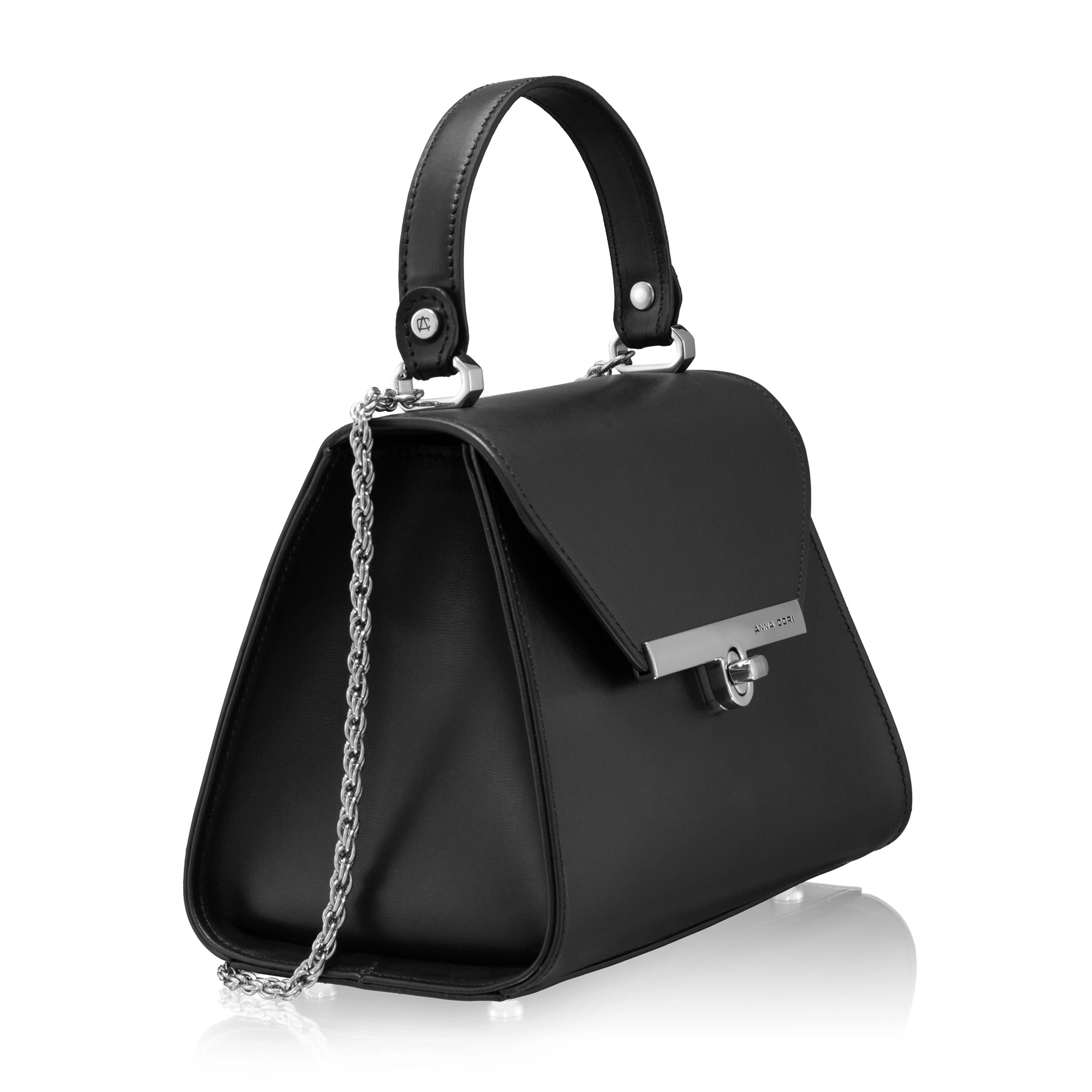 Women Leather Handbag MARY 01 VIT STAMP BLACK