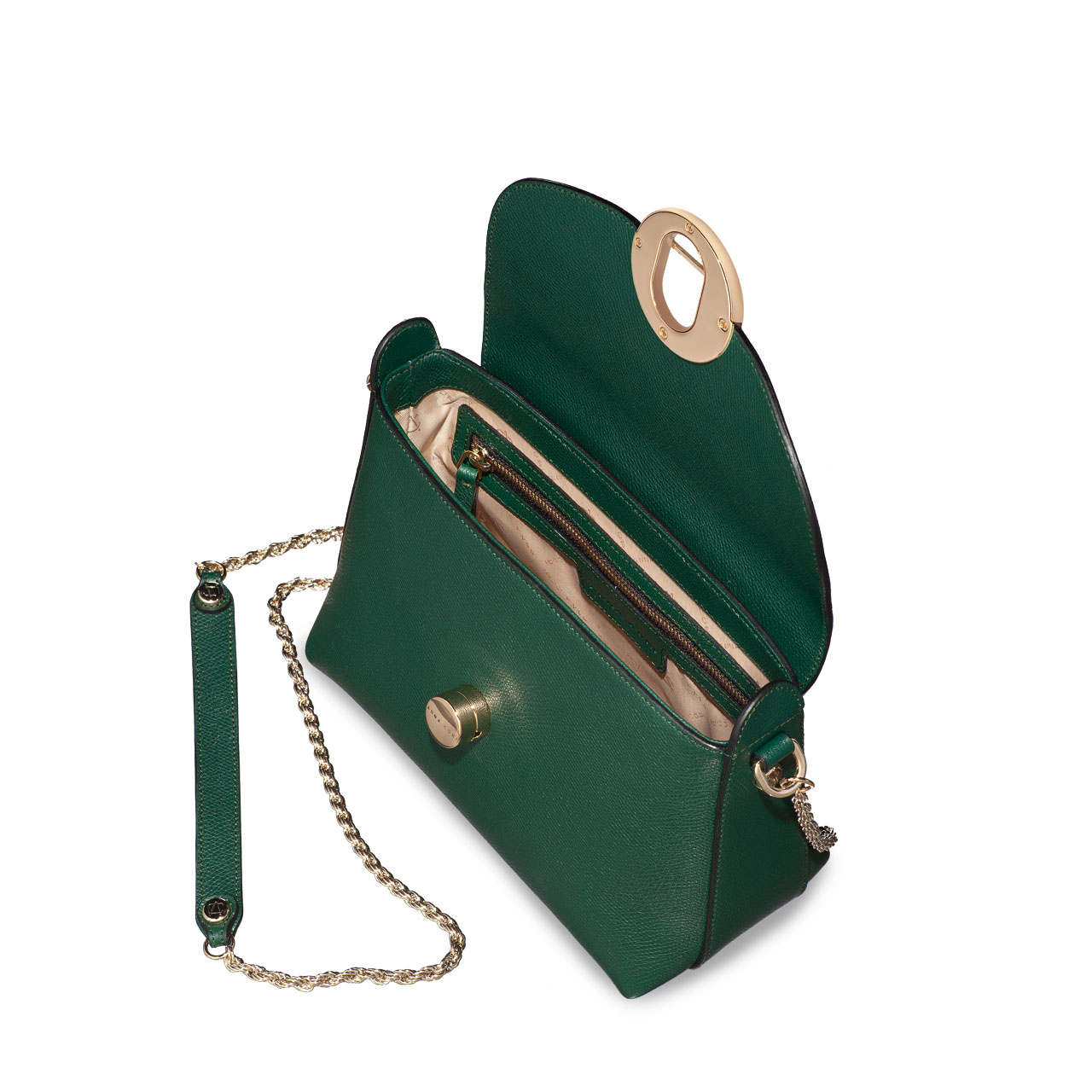 Women Leather Shoulder Bag KARMA VIT STAMP GREEN