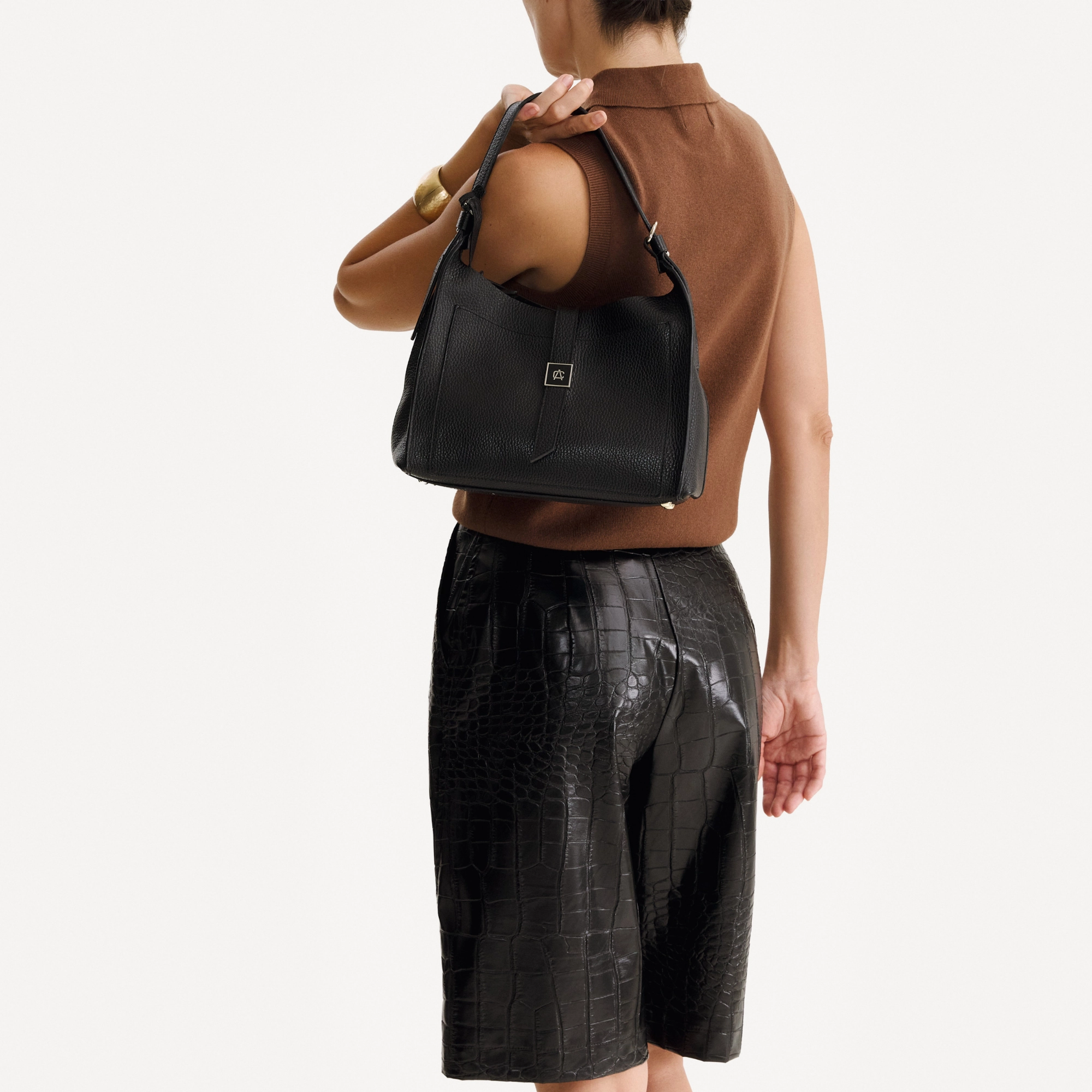 Women Leather Handbag BLUMA 02 BOTTALATO BLACK