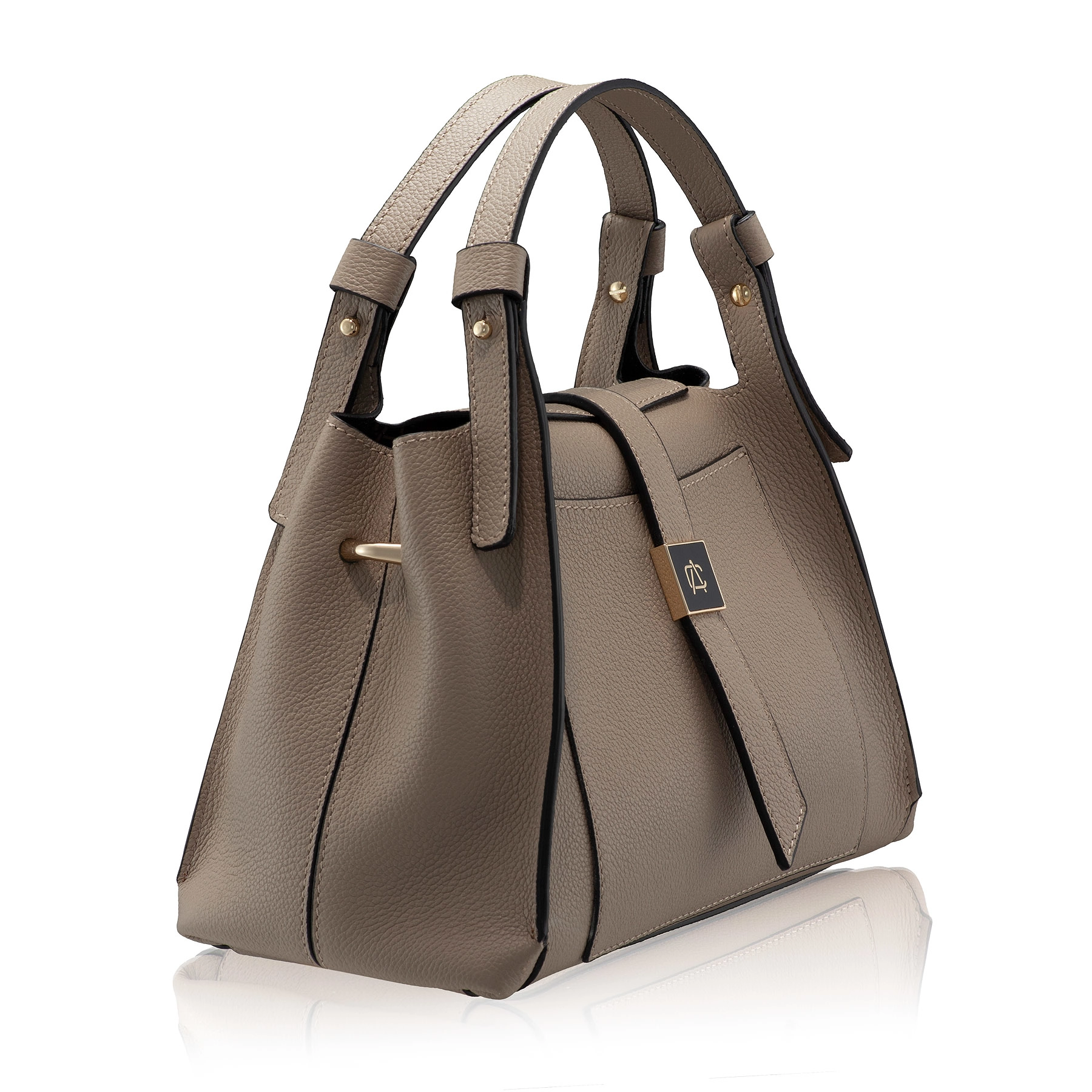 Women Leather Handbag BLUMA 01 BOTTALATO TAUPE