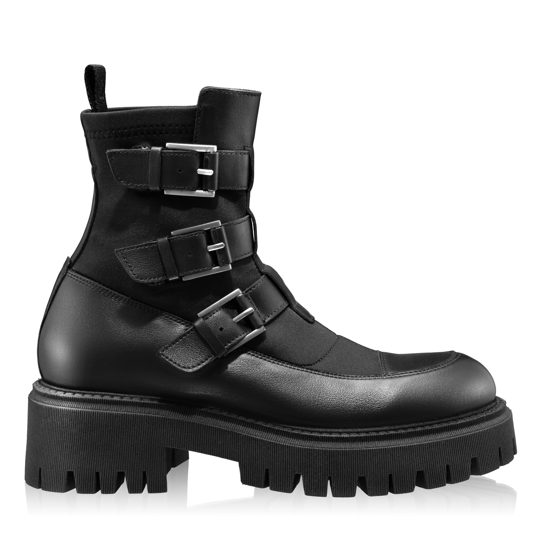 Women Leather Boots 6406 Vitello+Stretch Black