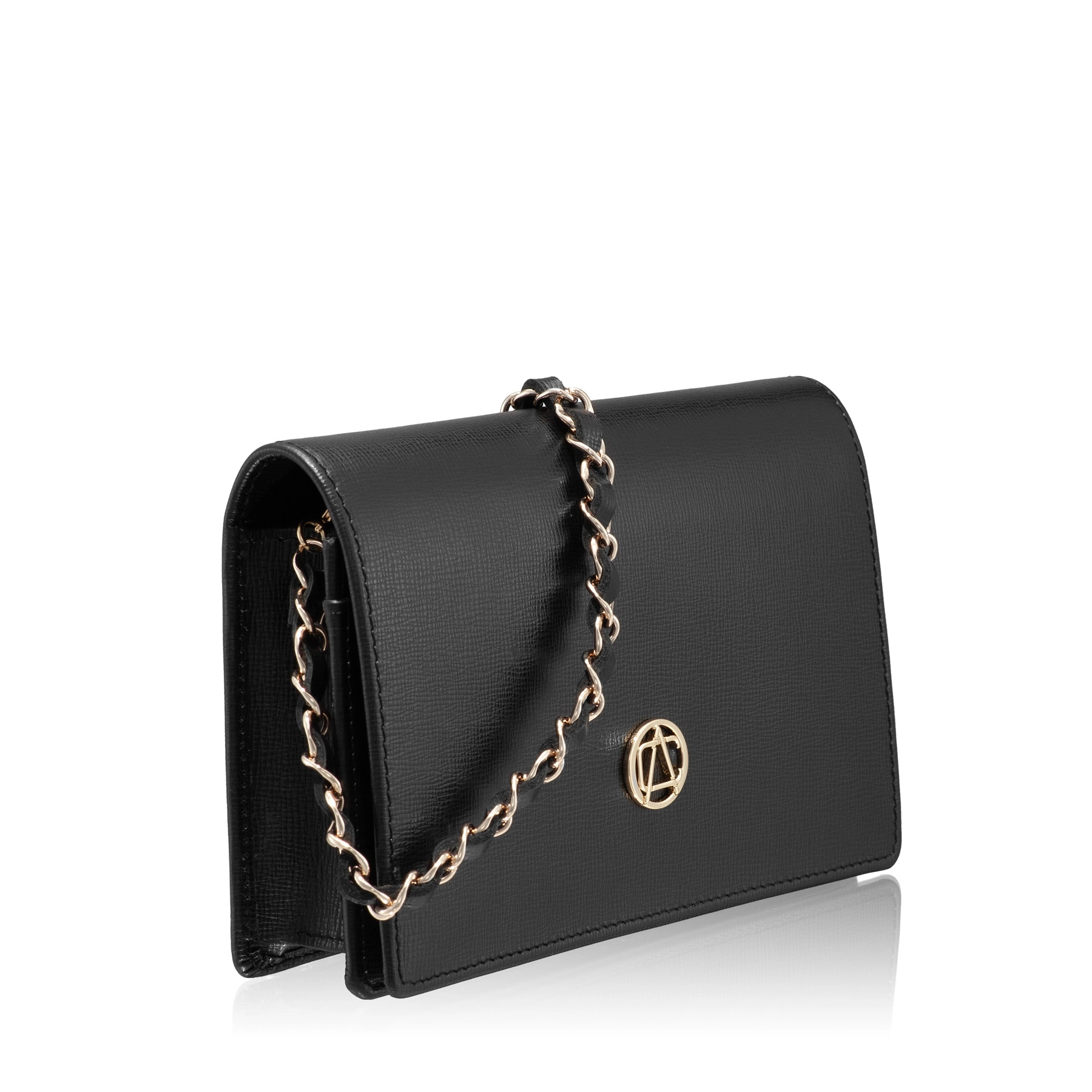 Women Leather clutch Bag ARNA 02 VITELLO STAMP BLACK