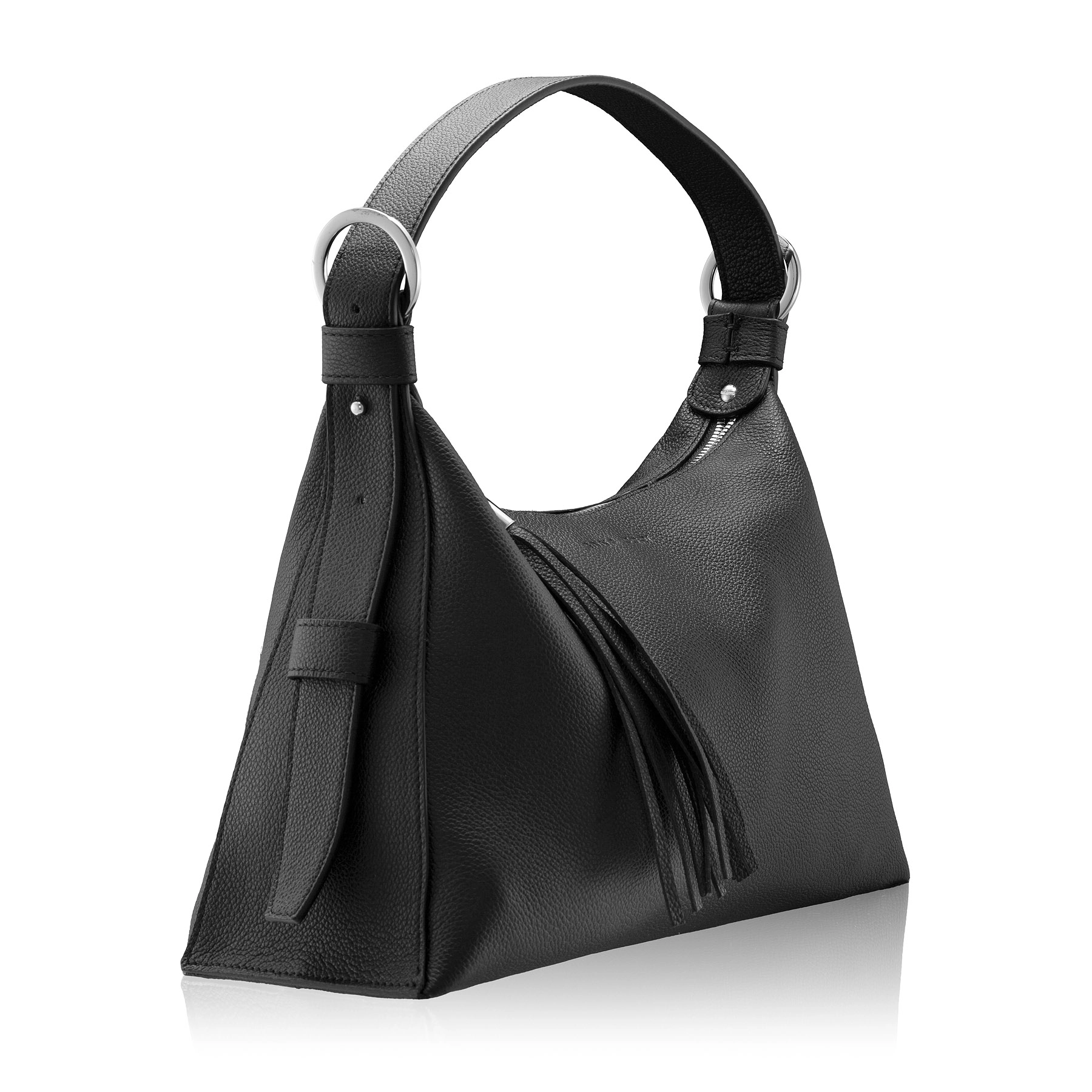 Women Leather Handbag DEYA 02 BOTTALATO BLACK