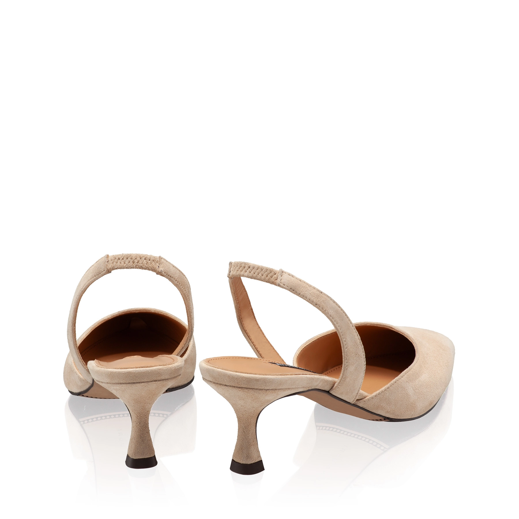 Mid-heel Slingback Pumps 8054 Camoscio Beige