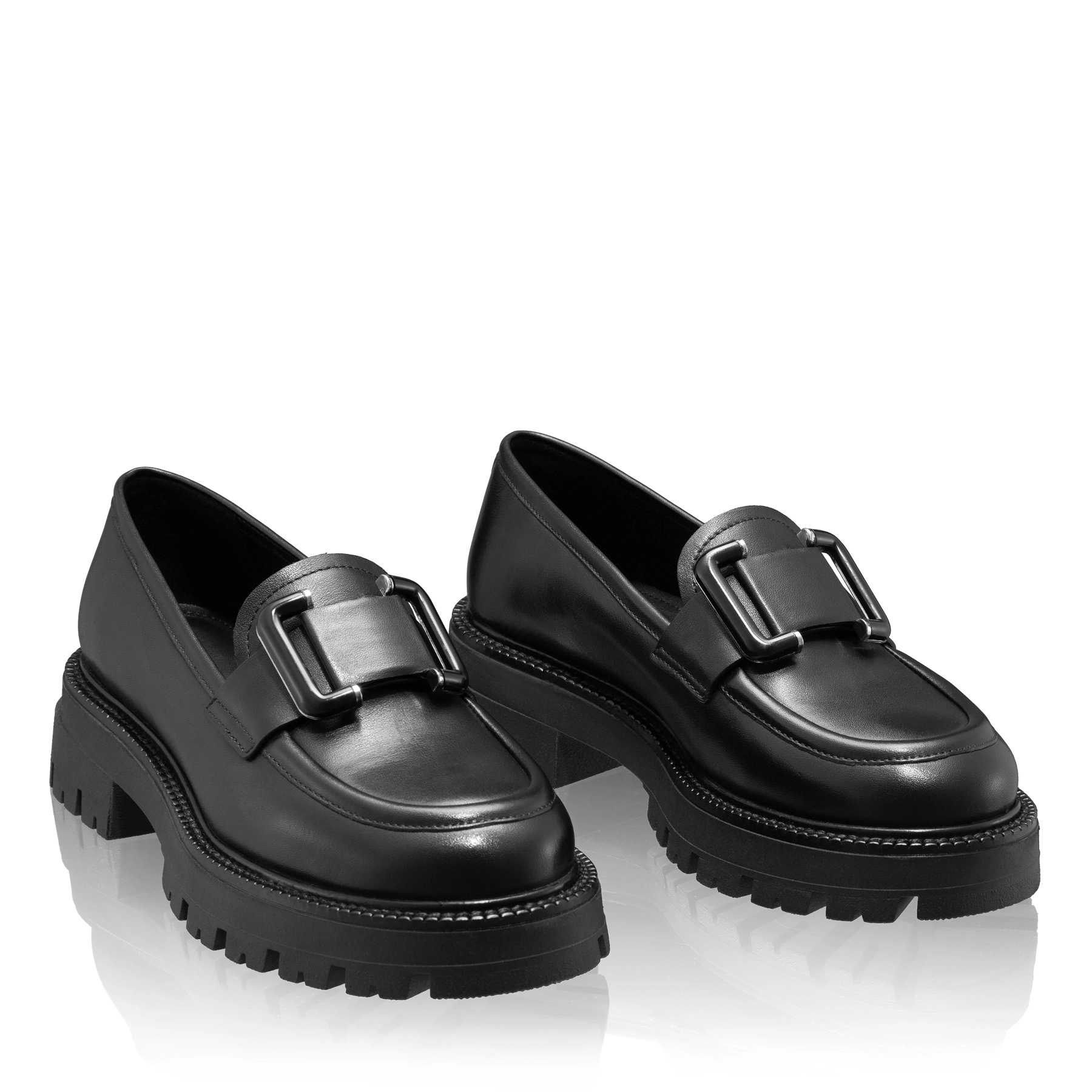 Women Casual Leather Loafers 8165 Vitello Black