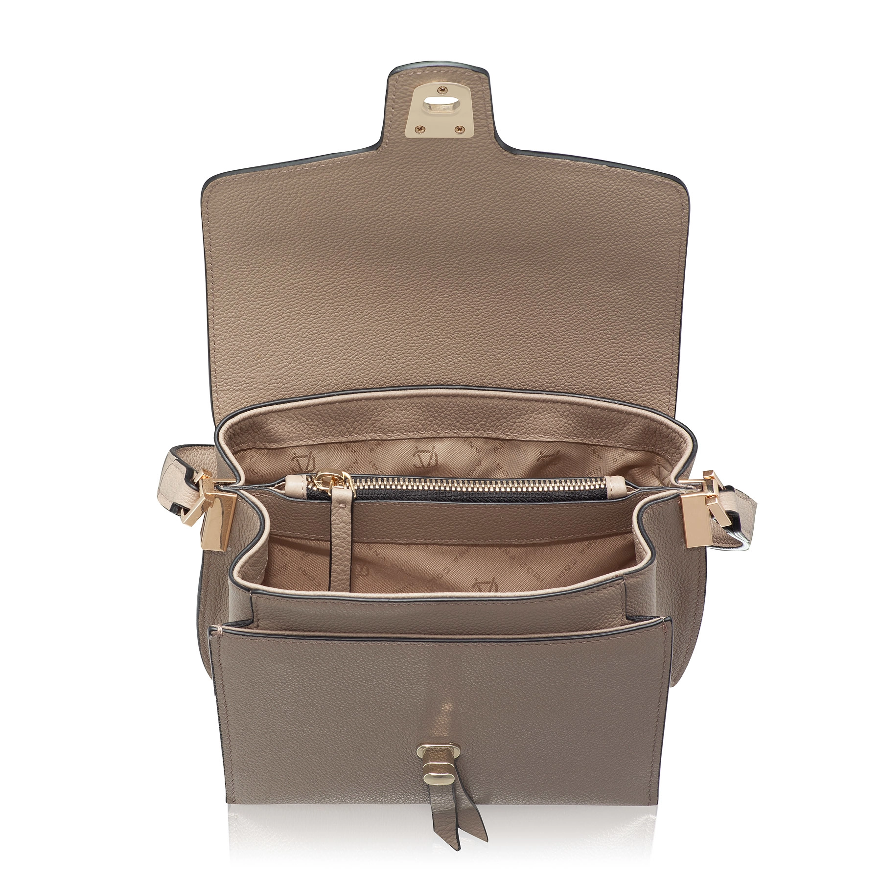 Women Leather Hand Bag FIENE BOTTALATO TAUPE