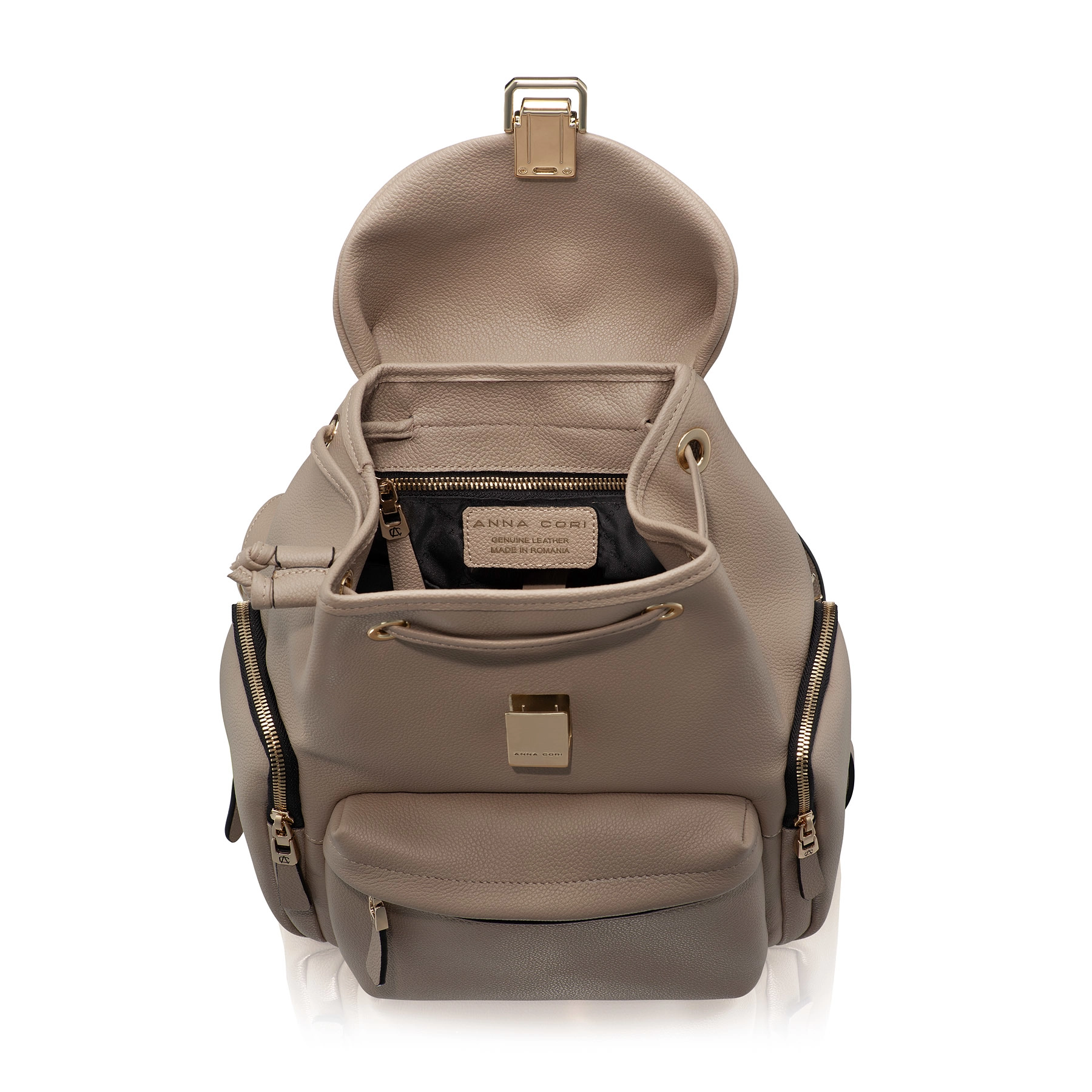 Women Leather Backpack JUDY 01 BOTTALATO TAUPE