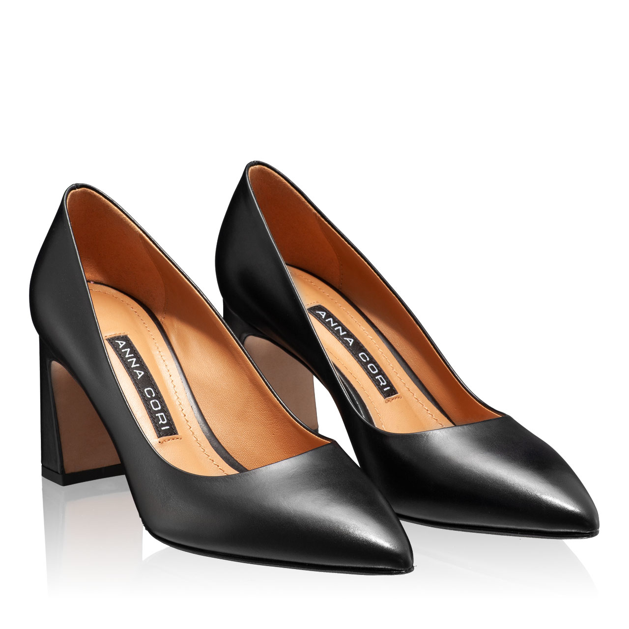 Mid-heel Pointed Toe Pumps 6146 Vitello Black