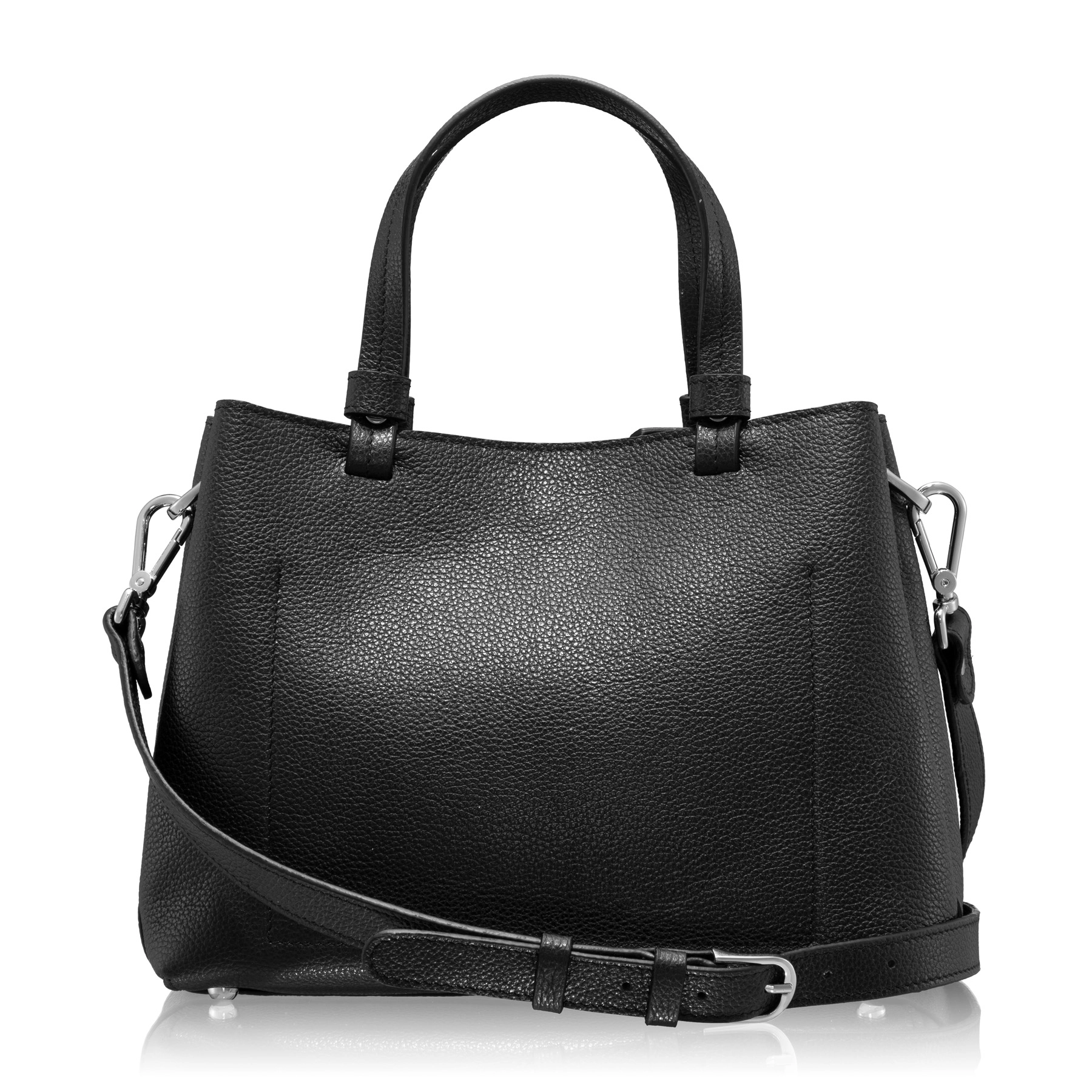 Women Leather Hand Bag CAYA 02 BOTTALATO BLACK