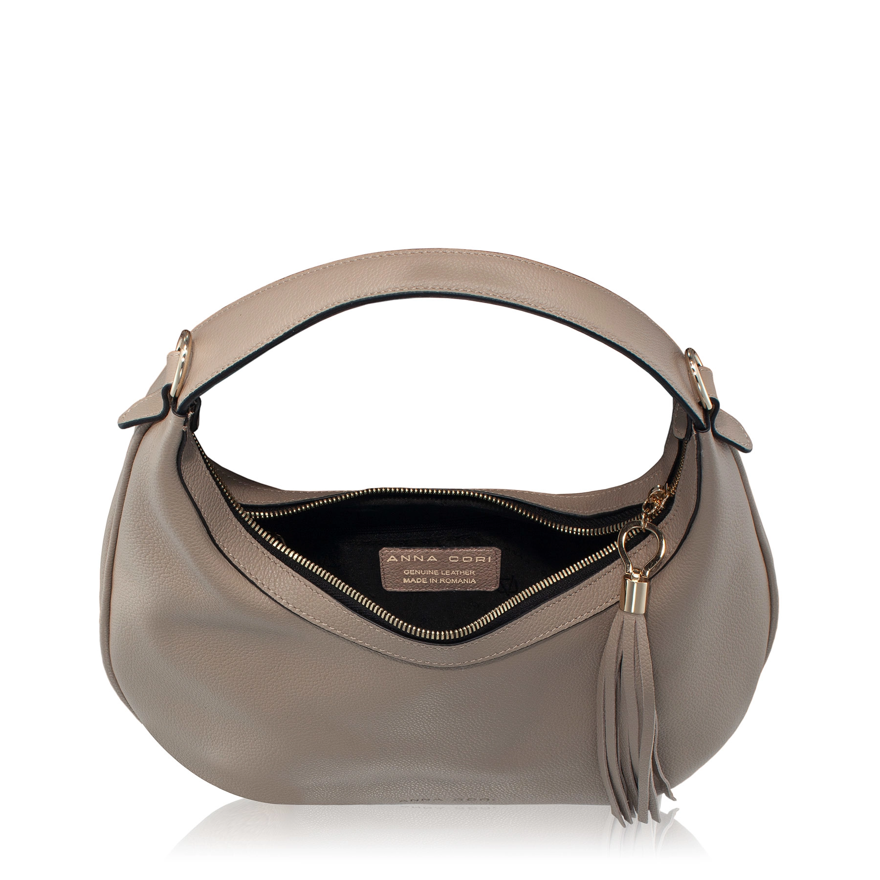 Women Leather Hand Bag NORY 01 BOTTALATO TAUPE