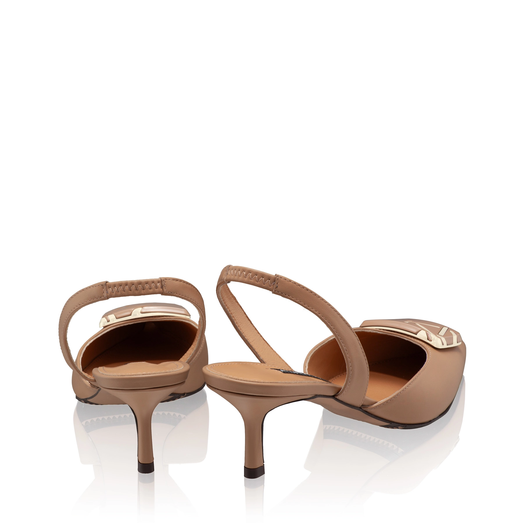 Mid-heel Slingback Pumps 8123 Vitello Cappuccino