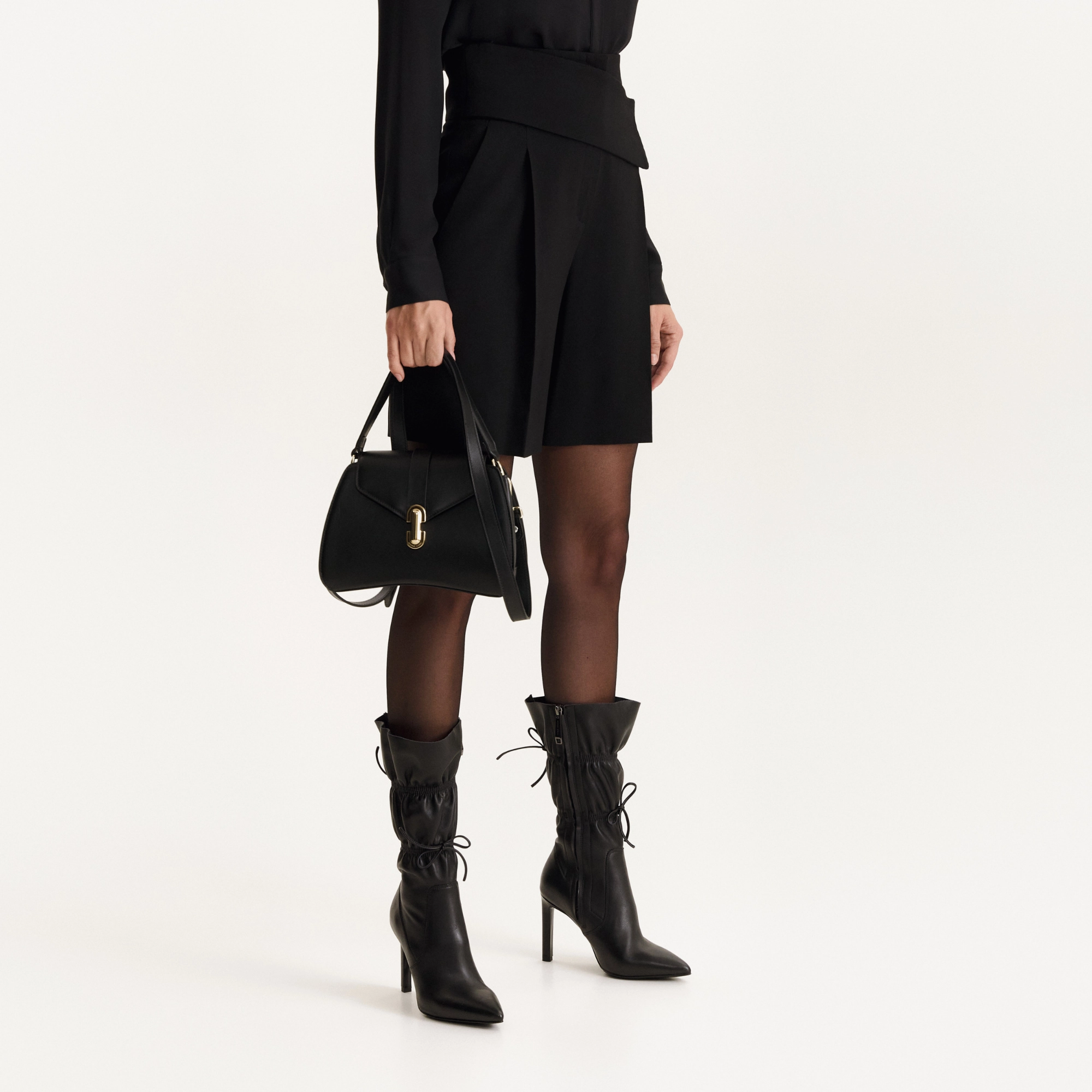 Women High Heel Leather Boots 8245 Vitello Black