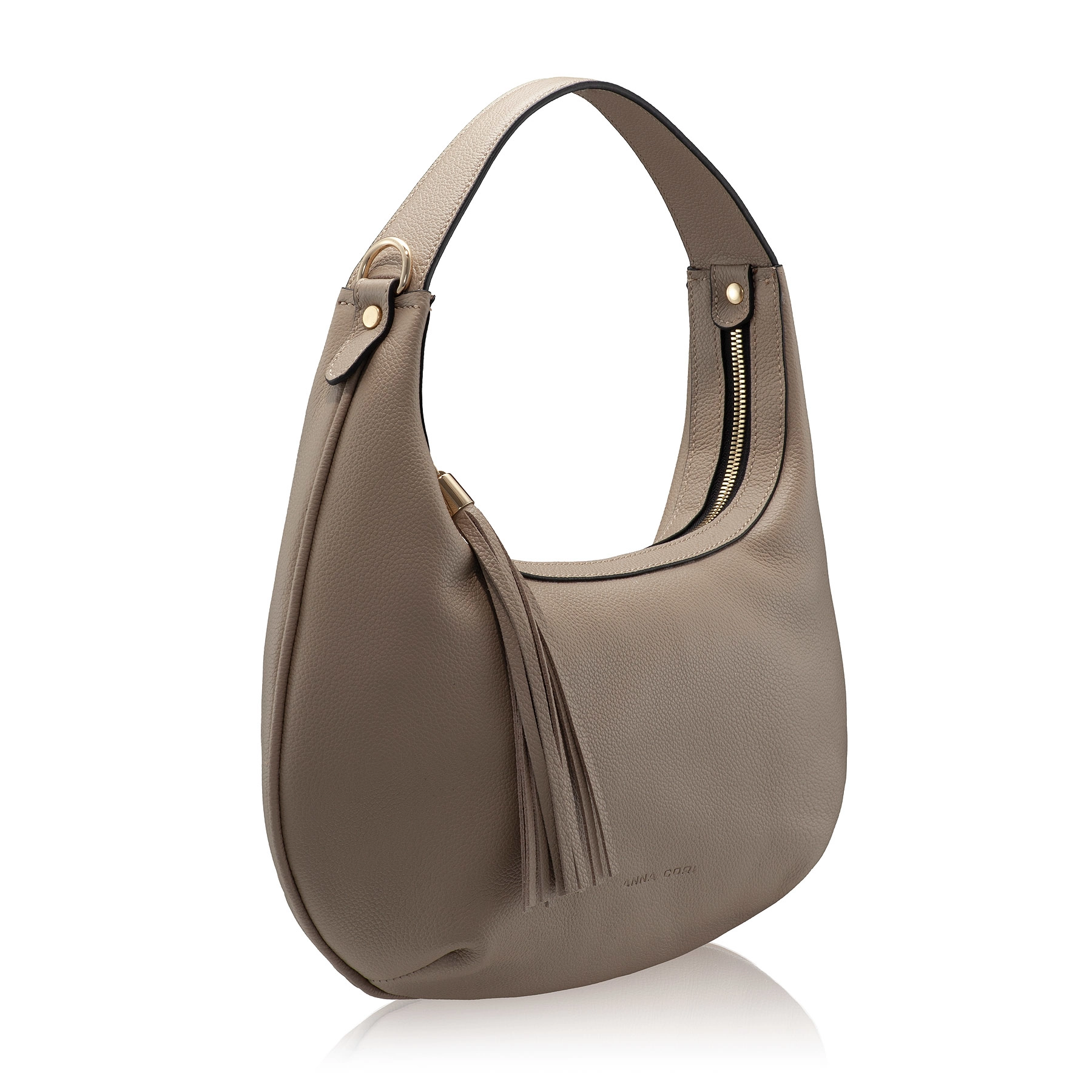 Women Leather Hand Bag NORY 01 BOTTALATO TAUPE