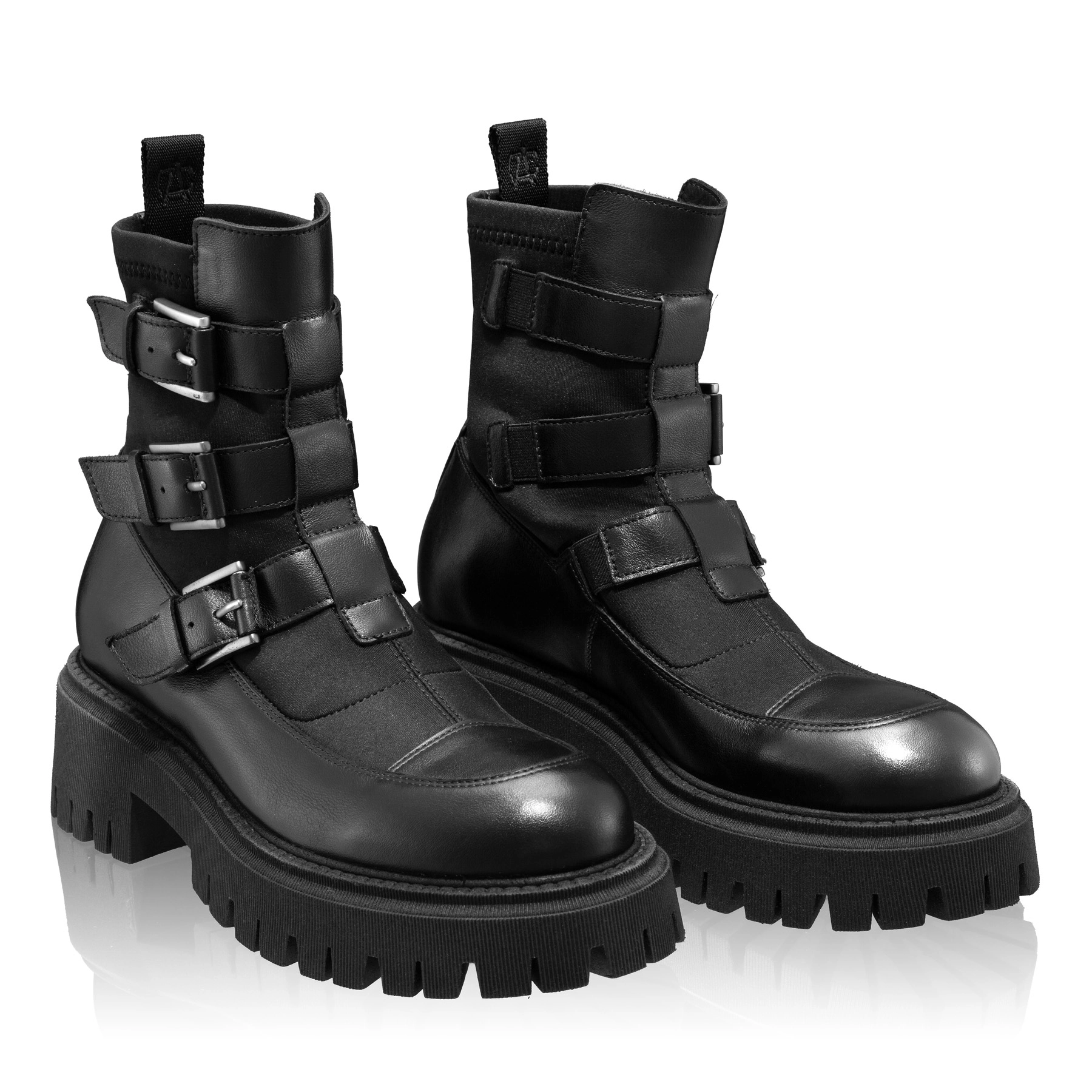 Women Leather Boots 6406 Vitello+Stretch Black